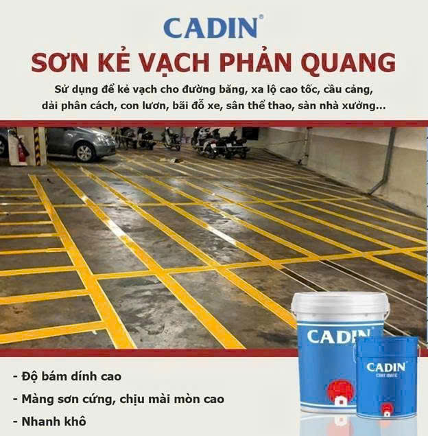thi công sơn kẻ vạch đường Cadin ngoài thực tế