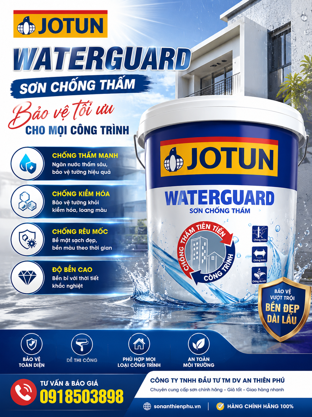 Jotun WaterGuard chống thấm tường ngoài trời