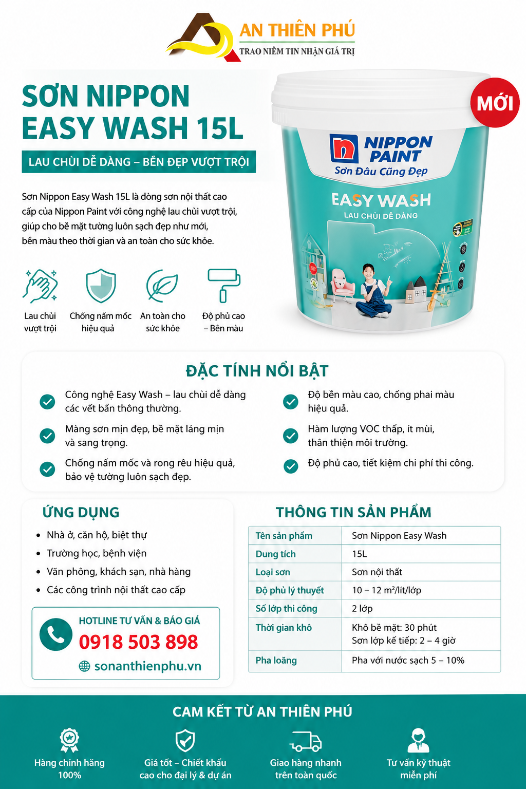 Sơn Nippon Easy Wash 15L