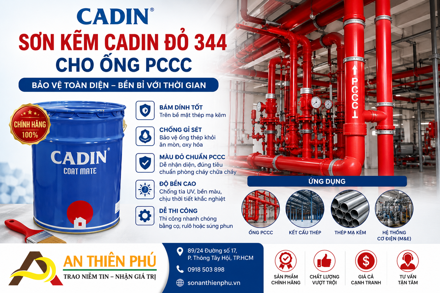Sơn kẽm Cadin đỏ 344 chính hãng tại Sơn An Thiên Phú