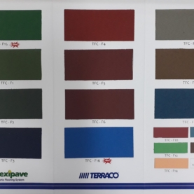 Bảng màu sơn sân thể thao Terraco Flexipave với 16 mã màu tiêu chuẩn